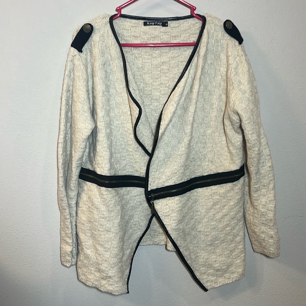 Nancy Yang Knit Open Cardigan Sweater XL